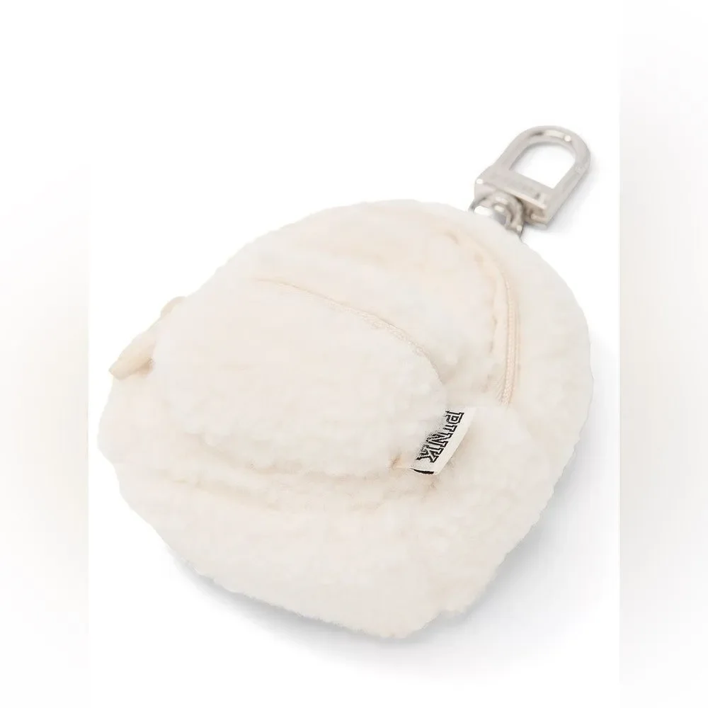 NFT NWT! VS PINK Winter White Teddy Mini Backpack Keychain Charm